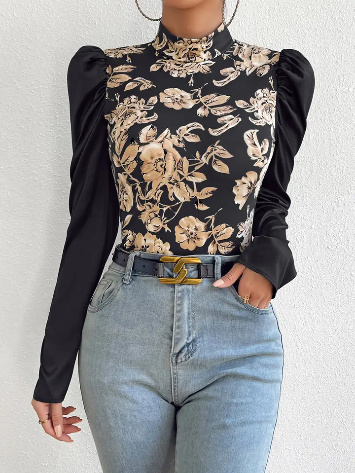 Stilla | Satinbluse med puffærmer