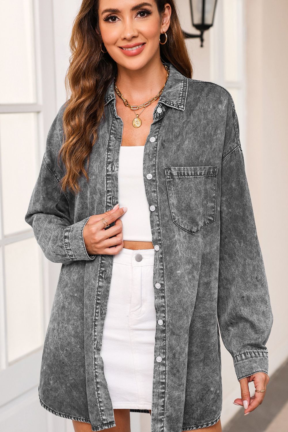 Stilla | Up Dropped Shoulder Denim Top