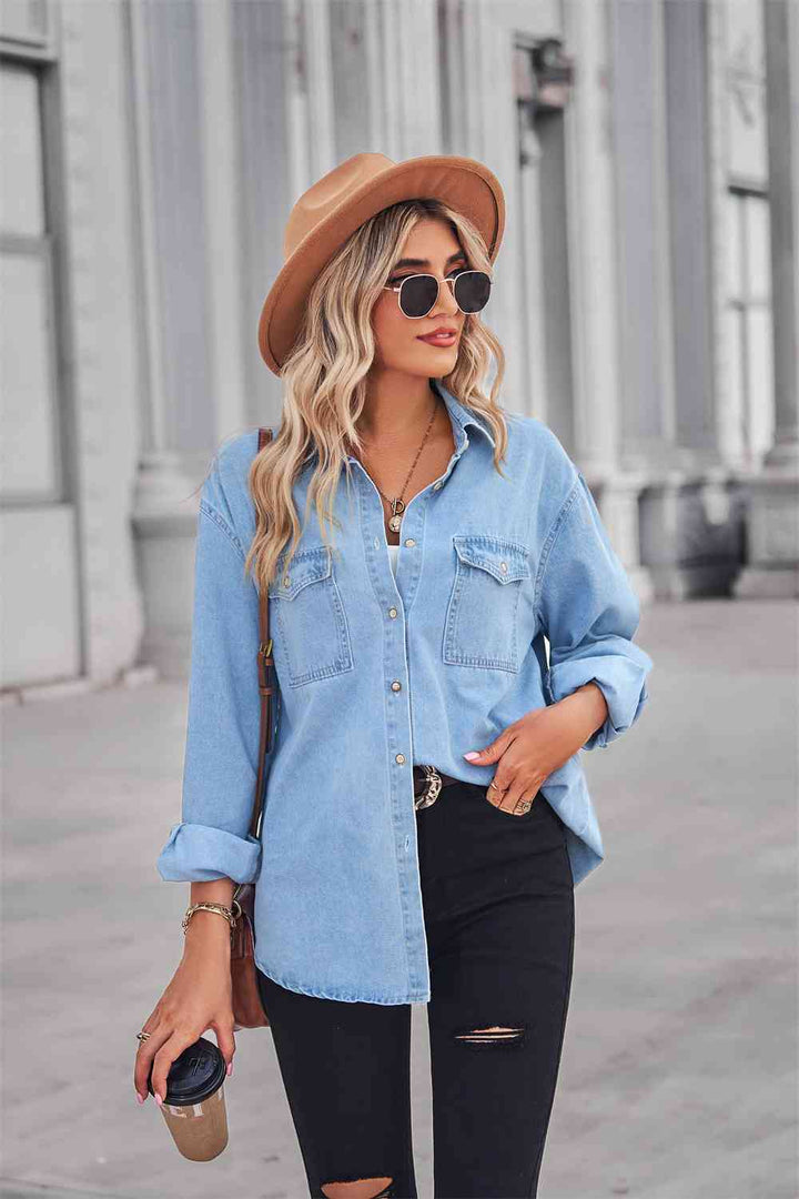 Stilla | Hals Dropped Shoulder Denim Top