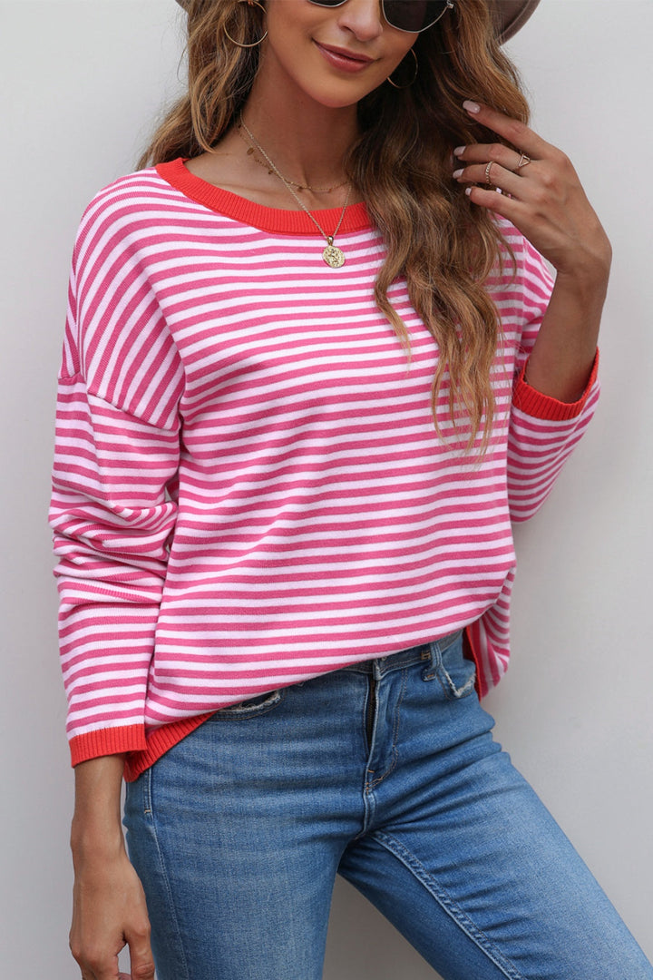 Skovae | Stribet Rundhals-Drop-Shoulder-T-Shirt
