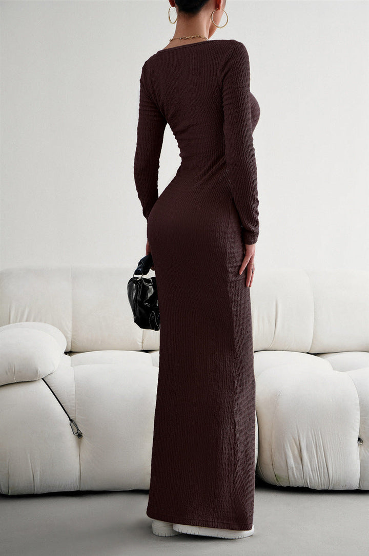 Stilla | Ærme Fyrkantet Hals Maxi Bodycon Kjole