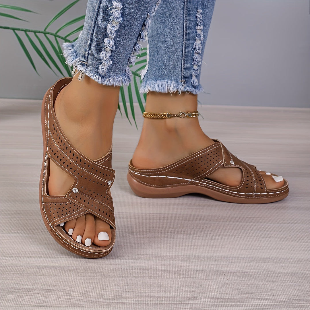 Stilla | Årgang Stil Sandaler Flade Sandaler Med Nitter Bekvemme Sommer Sko