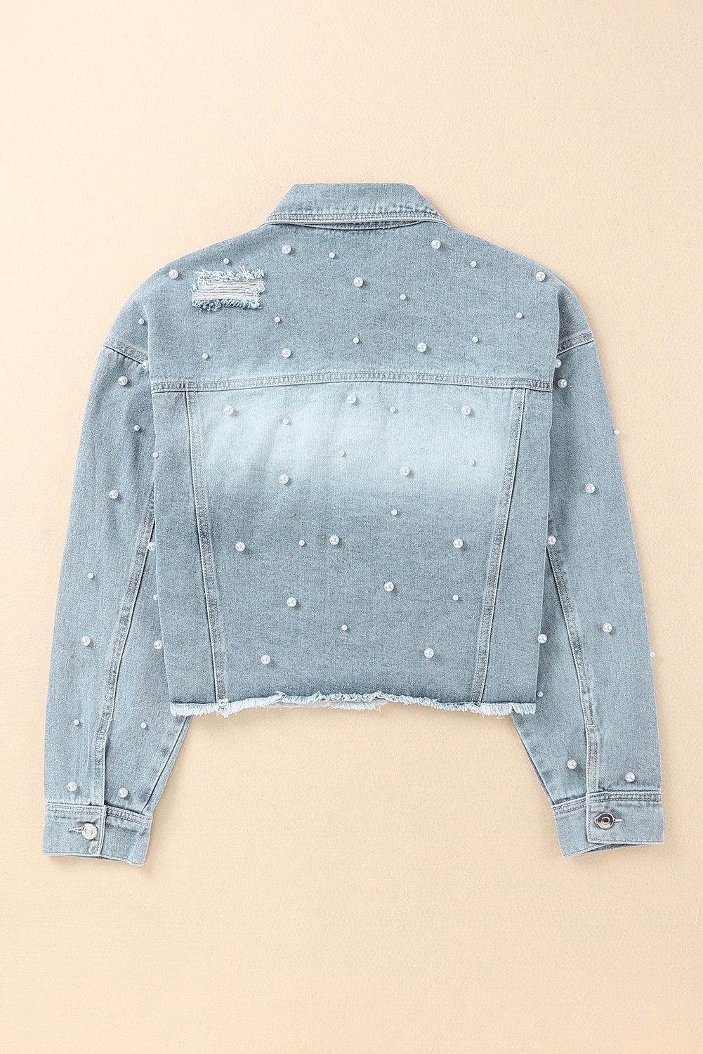 Stilla | Perle Trim Knap Up Denim Jakke