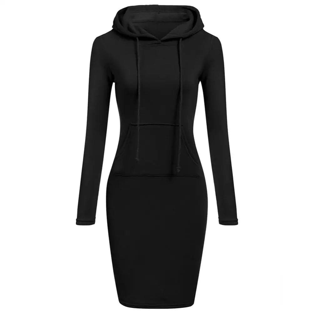 Stilla | Hoodie Kjole Lange Ærmer Justerbar Hætte Kængurulomme Slim Fit