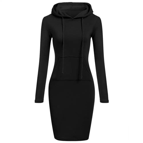 Stilla | Hoodie Kjole Lange Ærmer Justerbar Hætte Kængurulomme Slim Fit