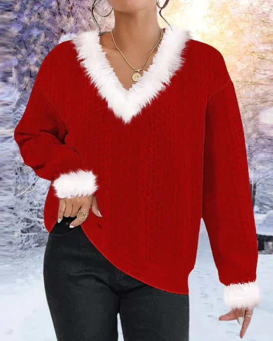 Stilla | Pullover Patchwork Med Pelskrave