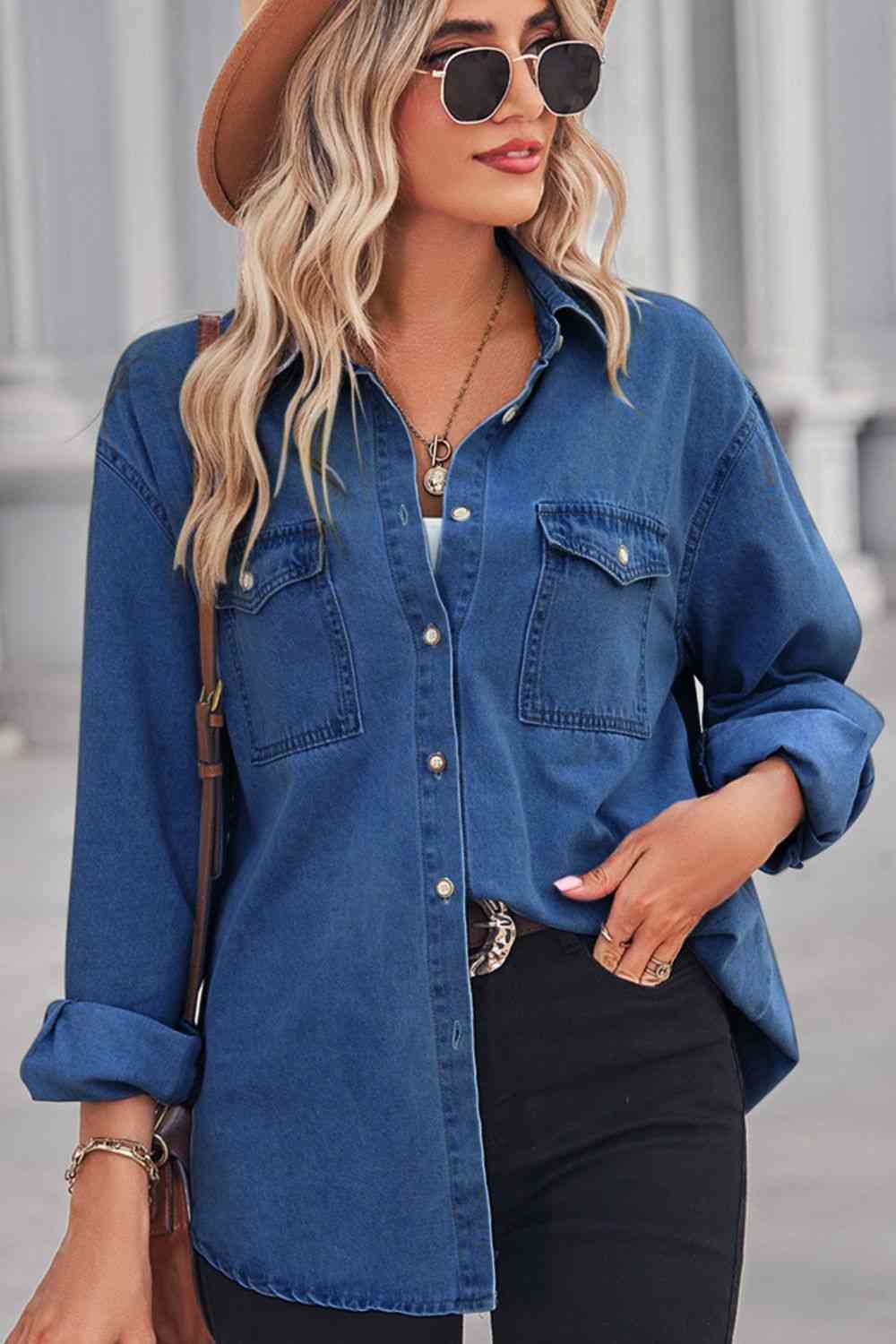 Stilla | Hals Dropped Shoulder Denim Top