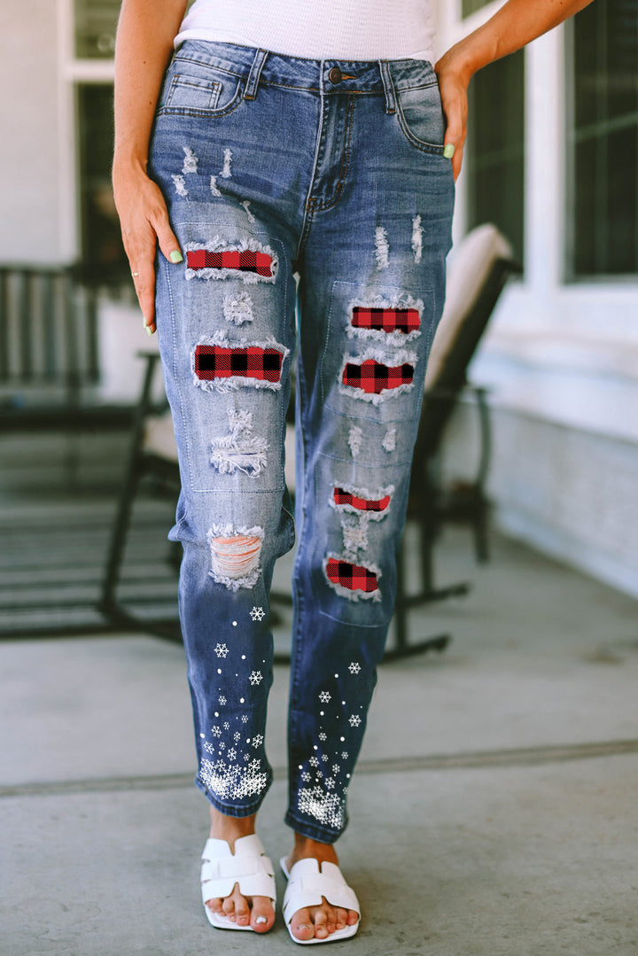 Stilla | Snow Graphic Distressed Jeans
