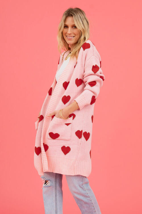 Stilla | Grafisk Åben Front Cardigan Med Lommer