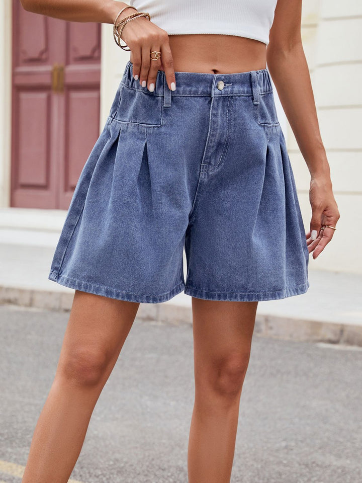 Stilla | Halv Elastisk Talje Denim Shorts