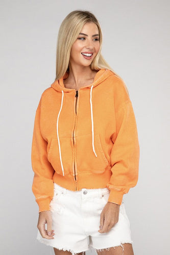 Stilla | Sweatjakke Med Lynlås I Acid Wash Fleece