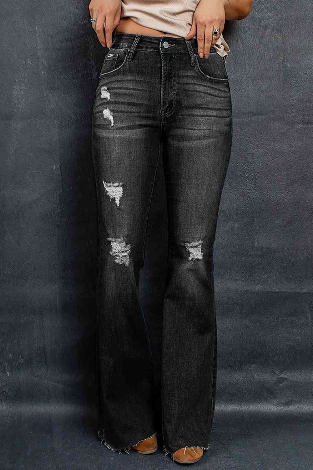 Stilla | Raw Hem Flare Jeans