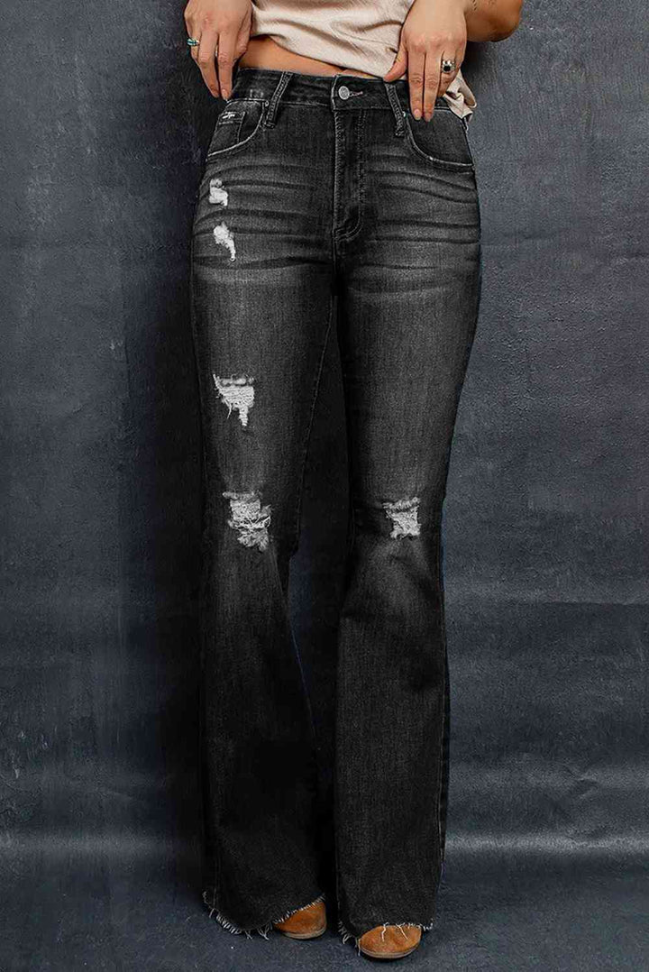 Stilla | Raw Hem Flare Jeans