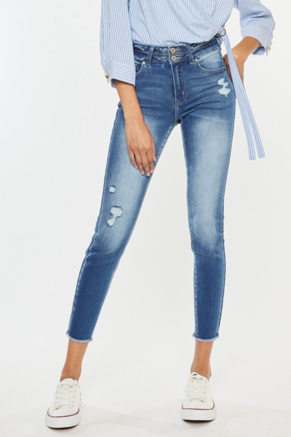 Stilla | Slidt rå kant høj talje jeans