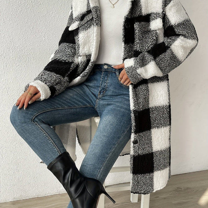 Stilla | Teddyfleece Plus Size Snit Ternet Mønster Mellemlang