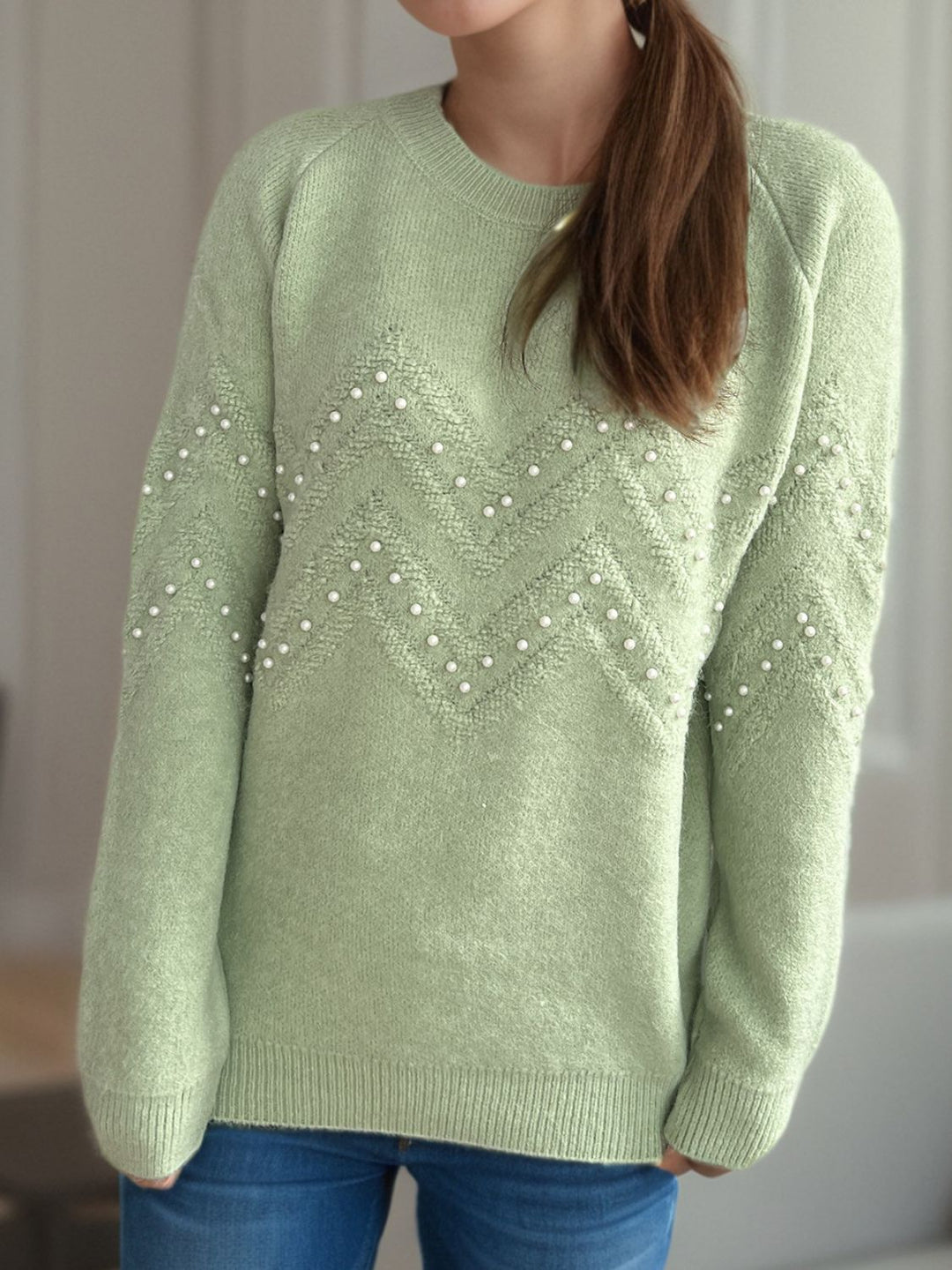 Stilla | Pullover Varm Med Perlepynt