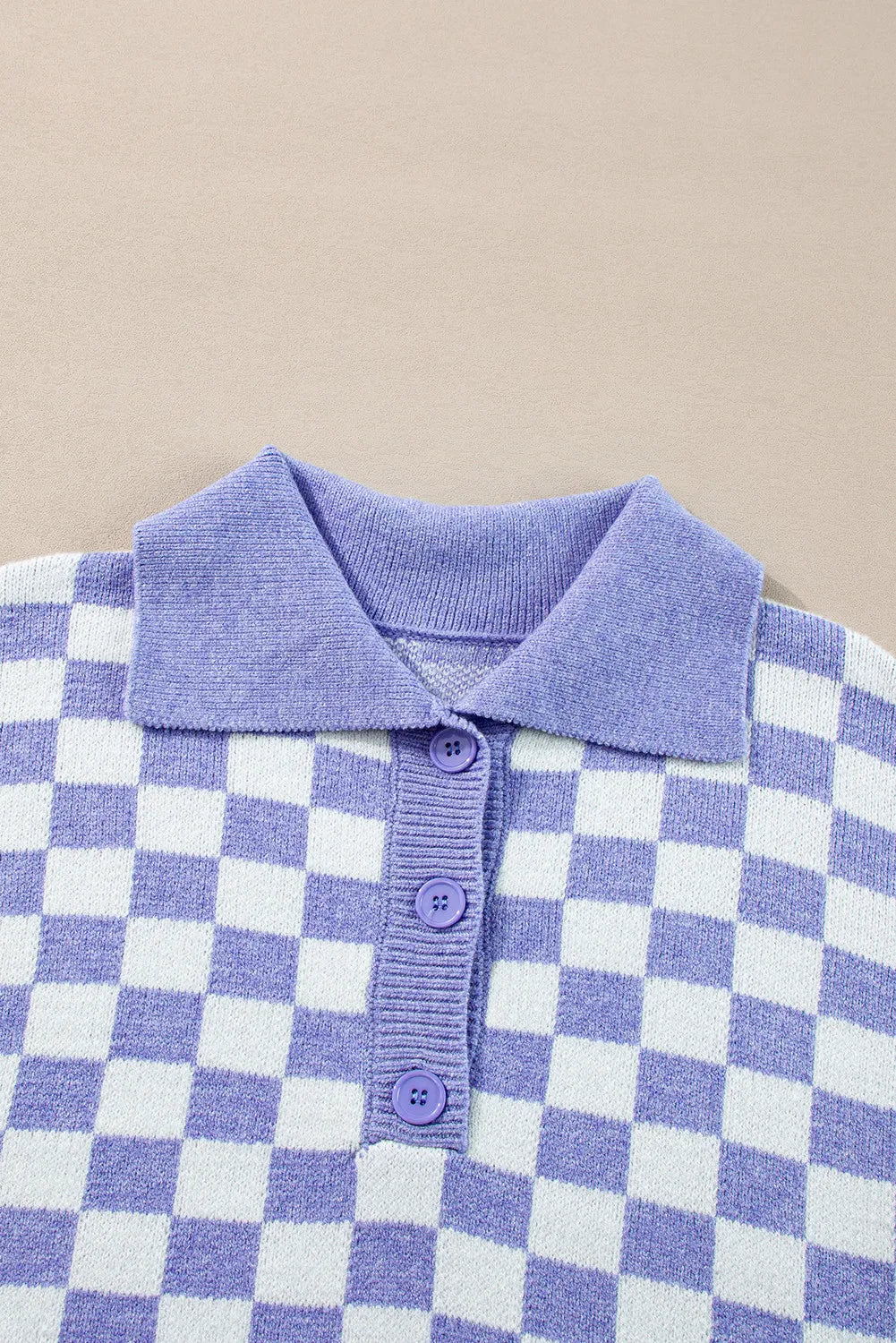 Stilla | Overdimensioneret Sweater Med Lange Ærmer og Ternet Krave