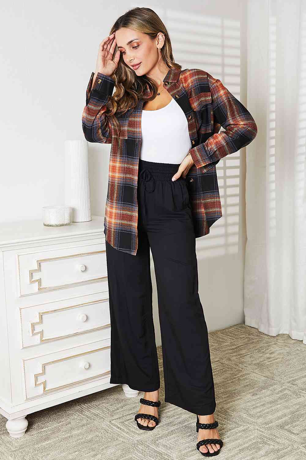 Stilla | Take Plaid Dropped Shoulder Shirt