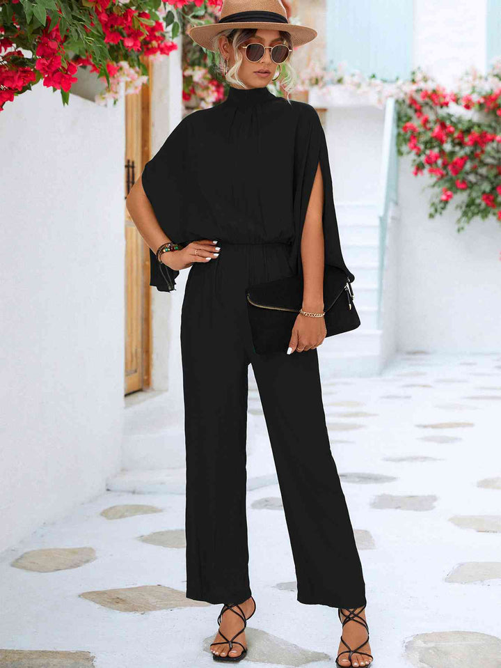 Stilla | Back Mock Neck Split Sleeve Jumpsuit