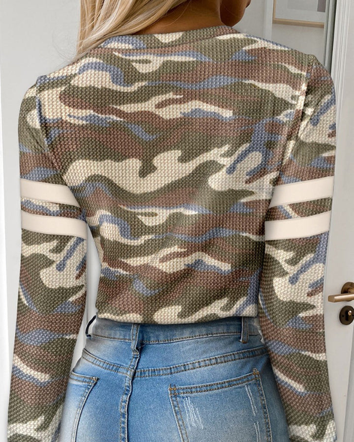 Stilla | Halvzip Camouflage Langærmet