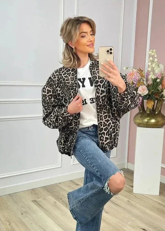 Stilla | Leopard Bomberjakke