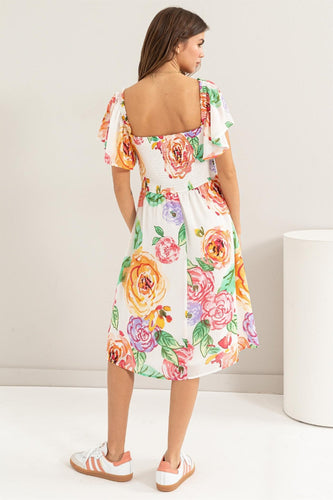 Stilla | Floral Flutter Sleeve Smocked Dress
