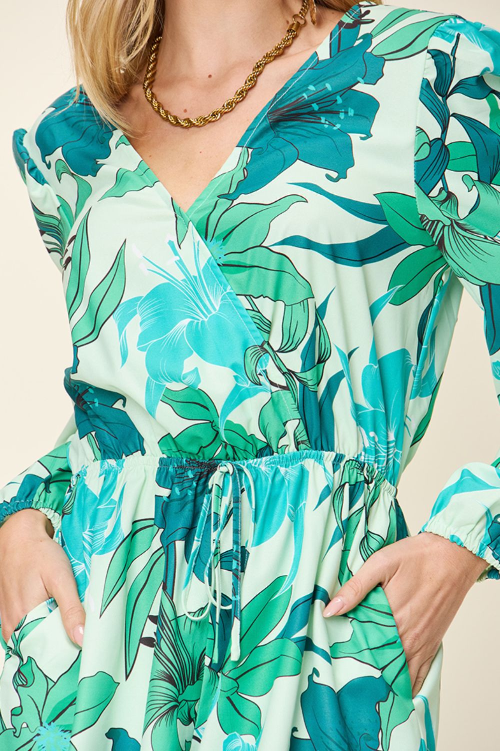 Stilla | Tag Full Size Floral Langærmet Romper Med Lommer