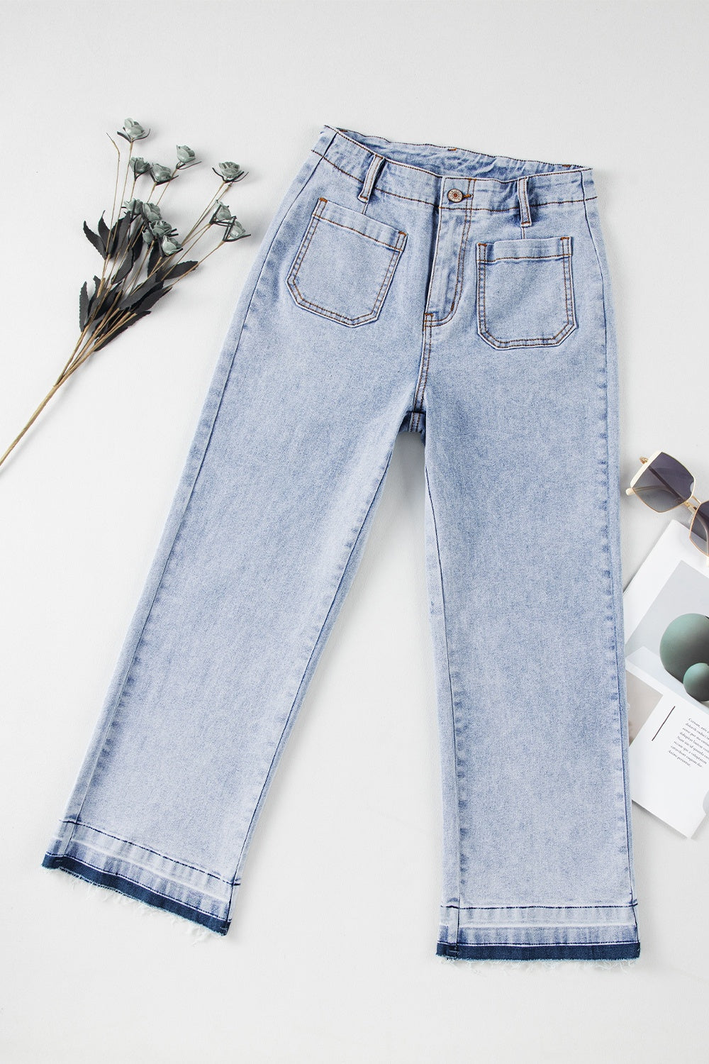 Stilla | Hem Straight Jeans Med Lommer