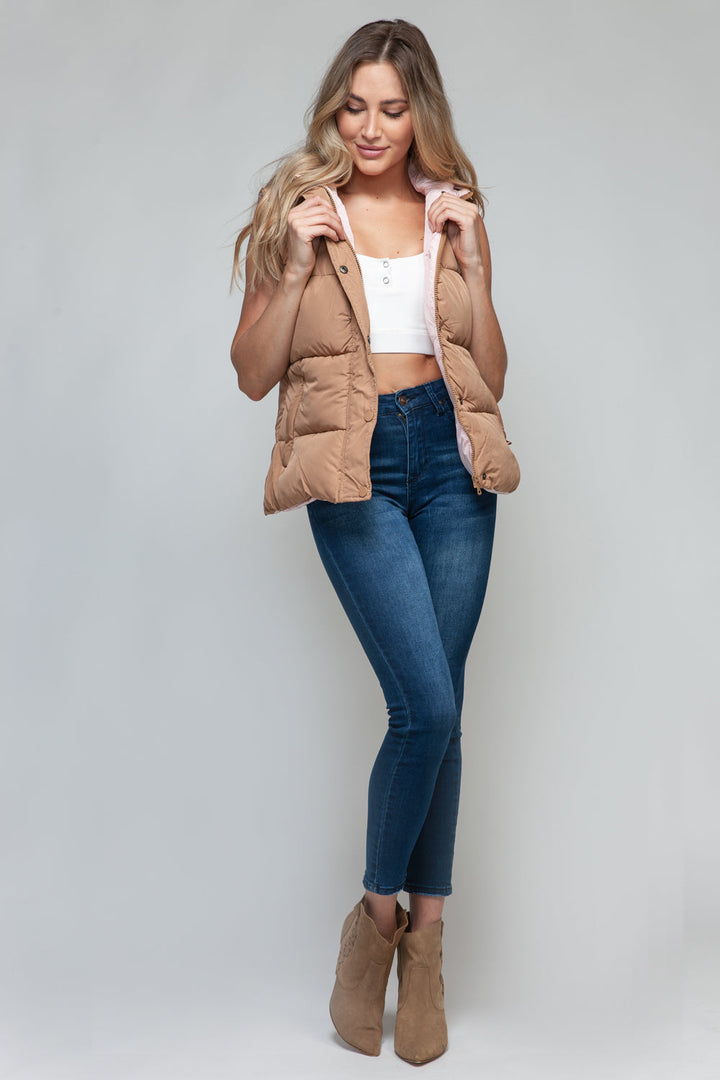 Stilla | Snob Hoodie Vest Med Trykknap og Lynlås