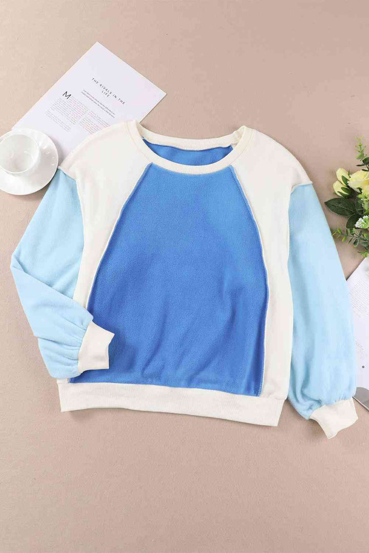 Stilla | Hals Nedsat Skulder Farveblok Sweatshirt