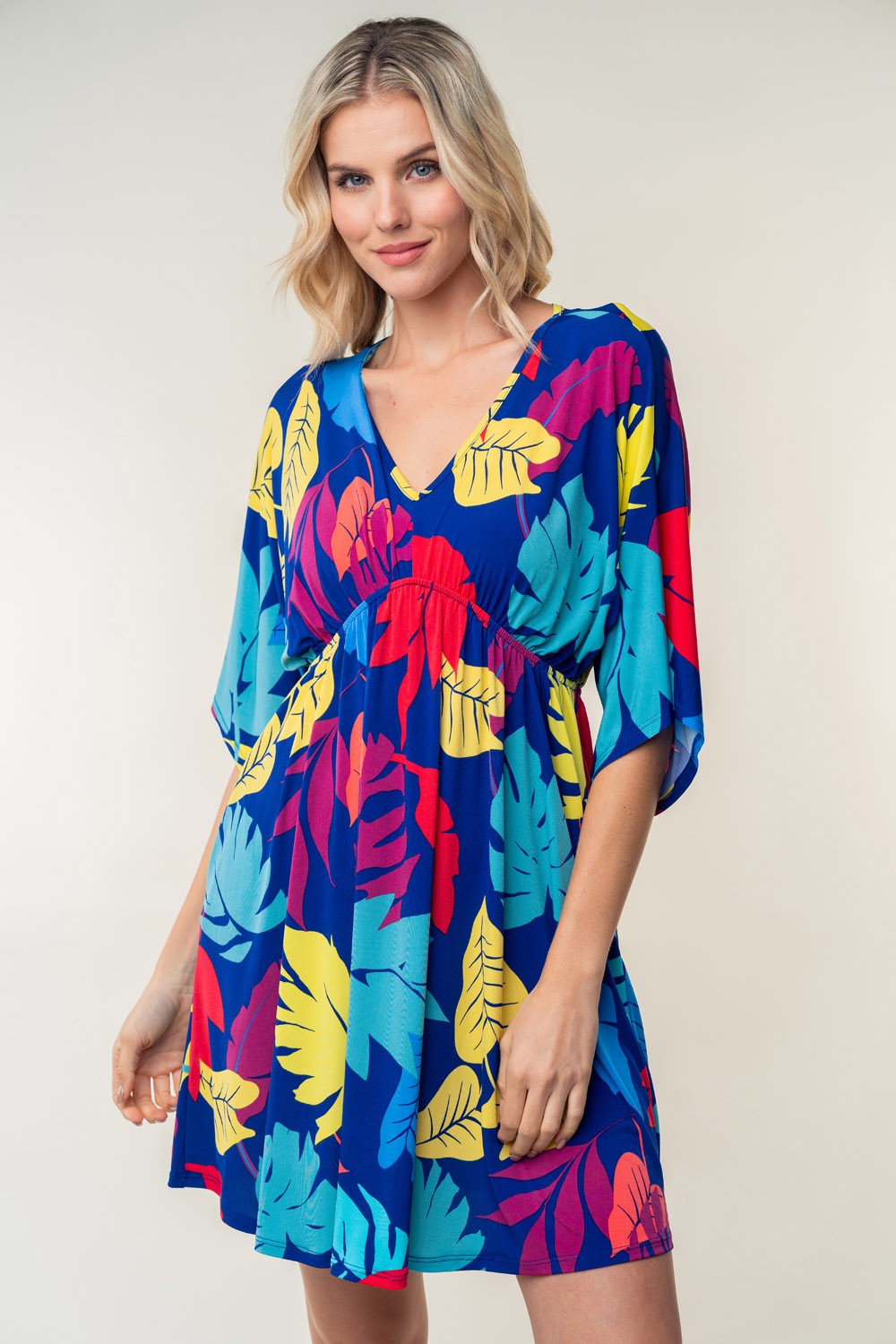 Stilla | Birch Full Size Printed V-hals Mini Kjole