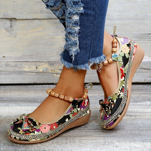 Stilla | Bow-accent Beaded Anklet Flats