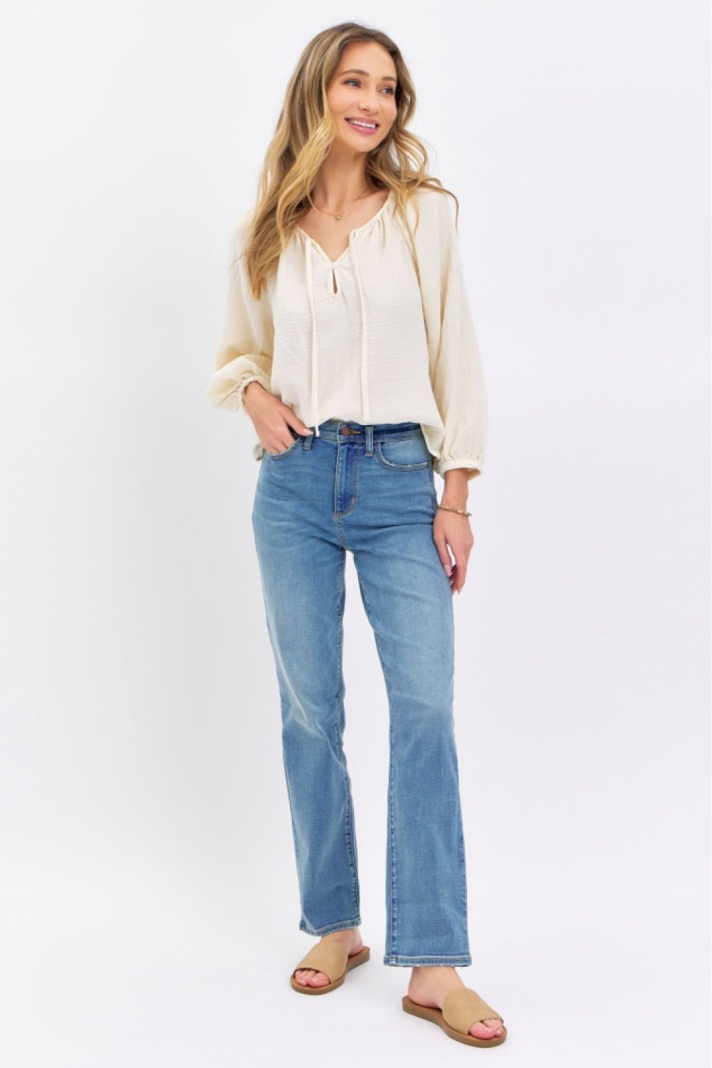 Stilla | Blå Fuld Størrelse Høj Talje Straight Jeans