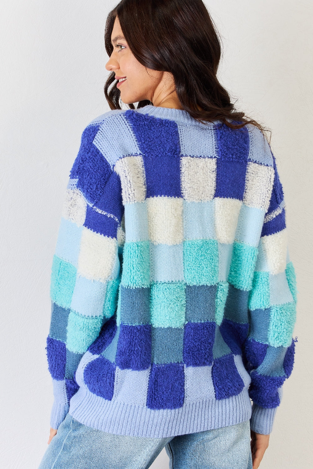 Stilla | Checkered Rund Hals Langærmet Sweater