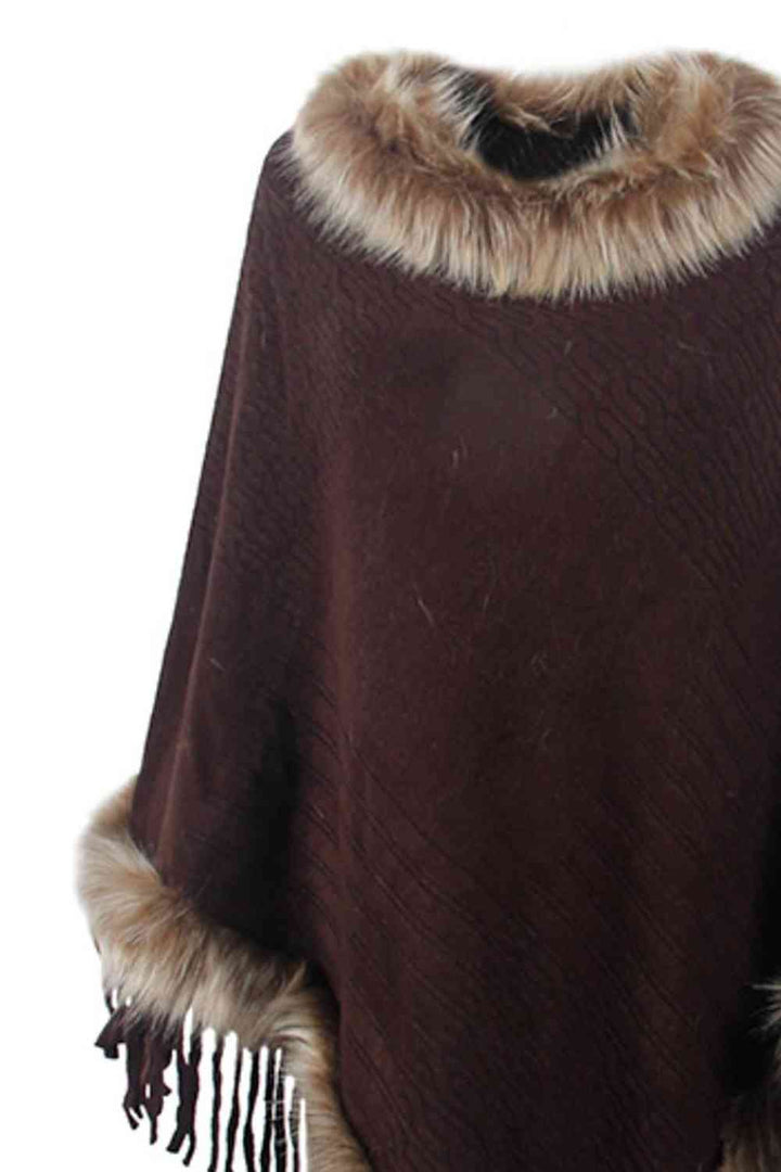 Stilla | Pelskantet Frynset Poncho