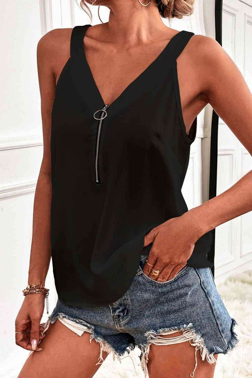 Stilla | Zip Scoop Neck Tank