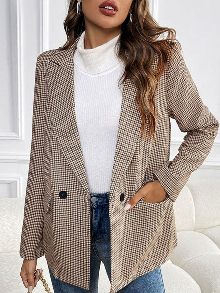 Stilla | Perfee Blazer med Lange Ærmer og Tjekket Krave