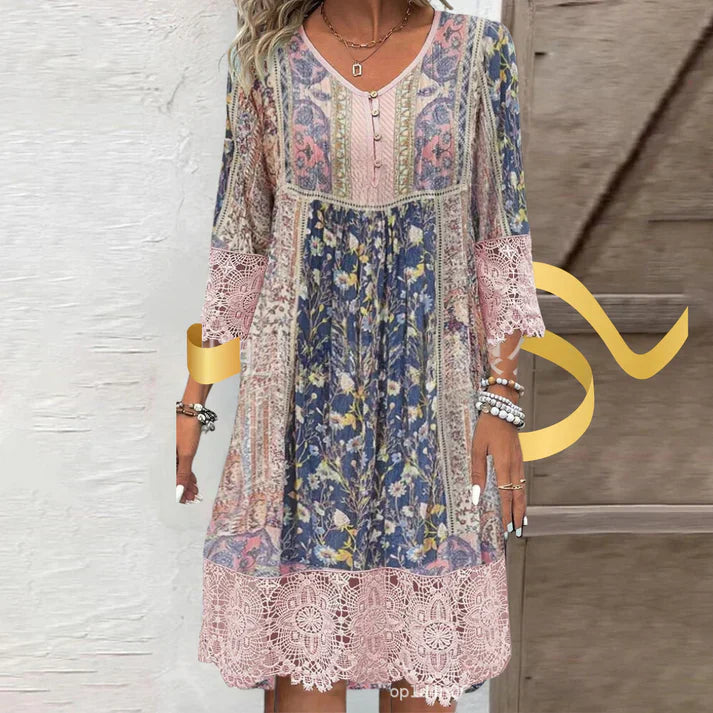 Stilla | Vintage Blondekjole Med Print
