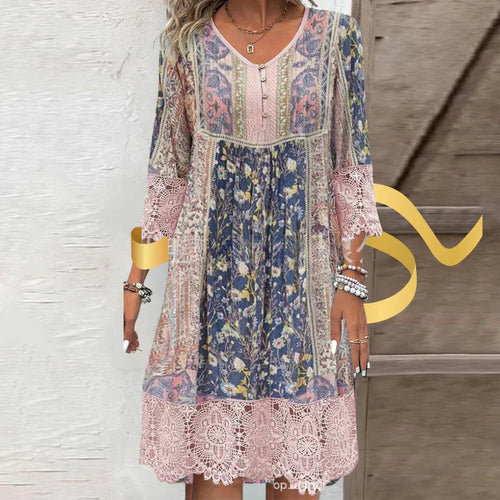 Stilla | Vintage Blondekjole Med Print