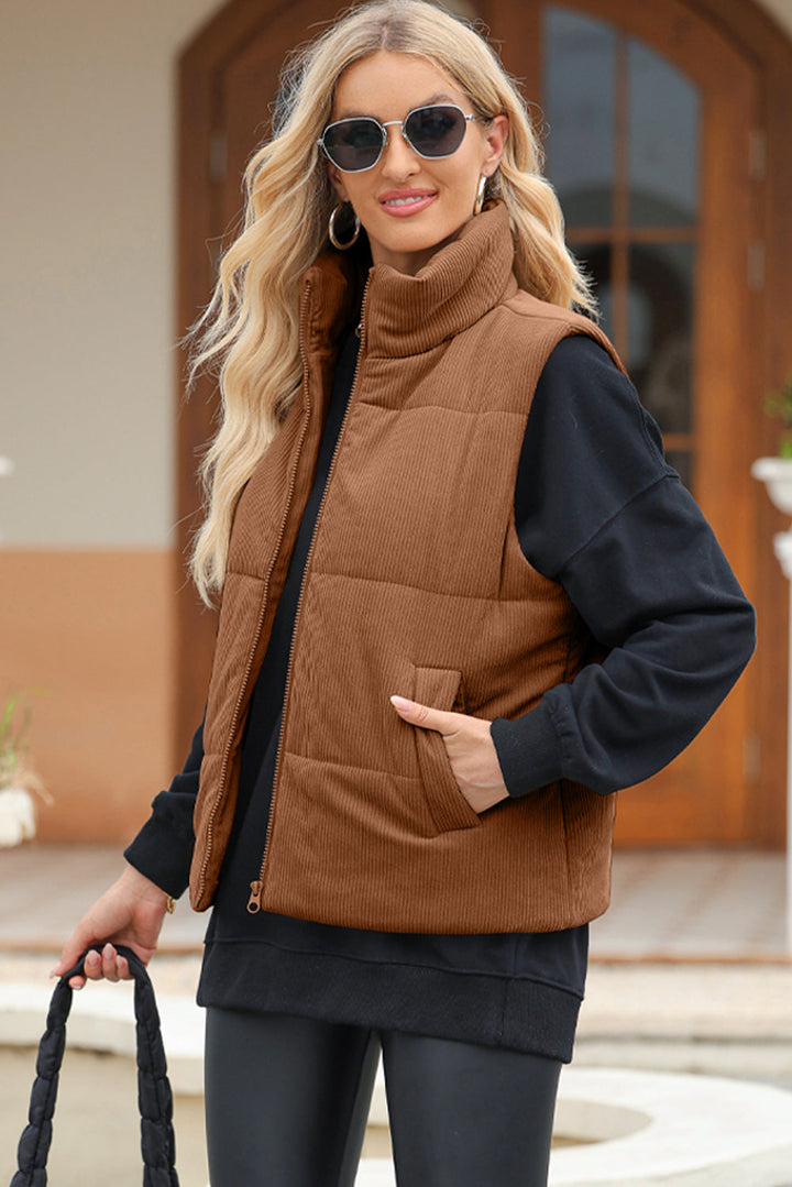 Stilla | Zip Up Turtleneck Vest Coat