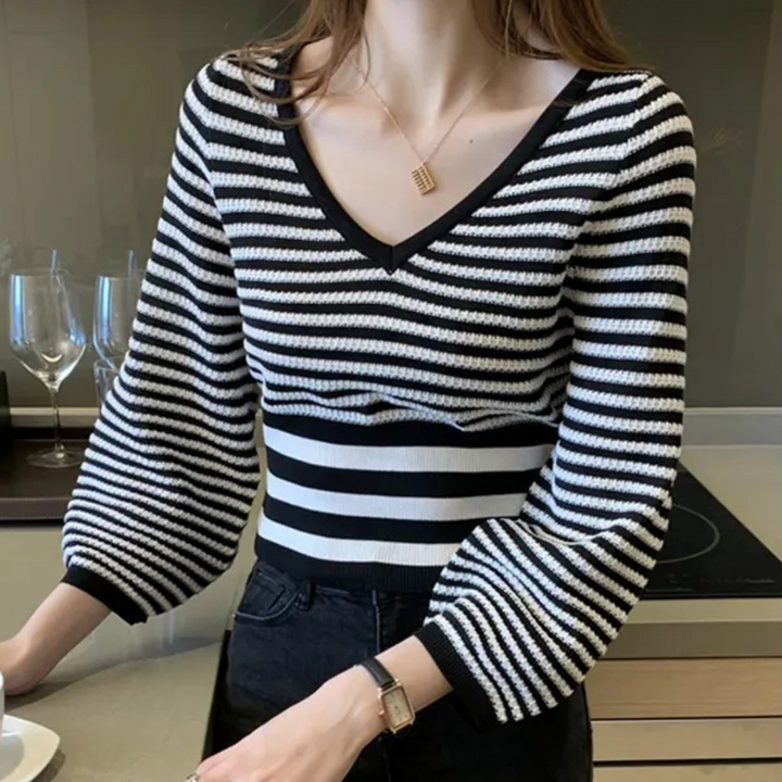 Stilla | Stribet Sweater Top til Kvinder