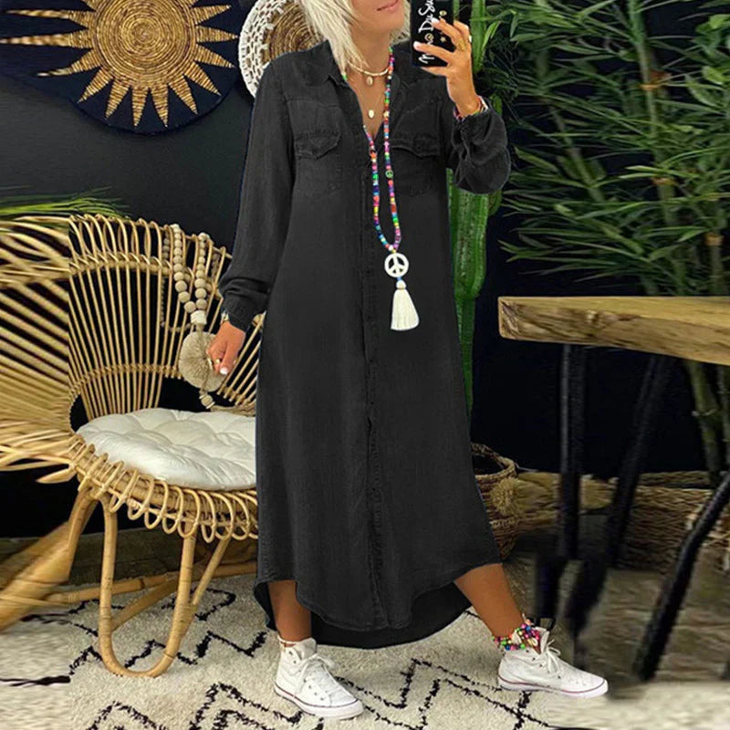 Stilla | Ensfarvet Denim Kjole Til Kvinder