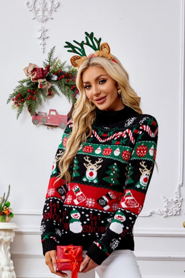 Stilla | Høj Hals Jul Snemand Broderi Pullover