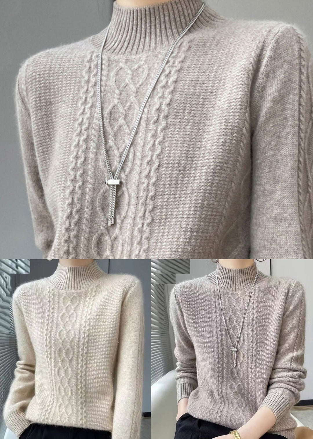 Stilla | Behagelig Høj Hals Fletmønster Sweater Ideel til Vinteren