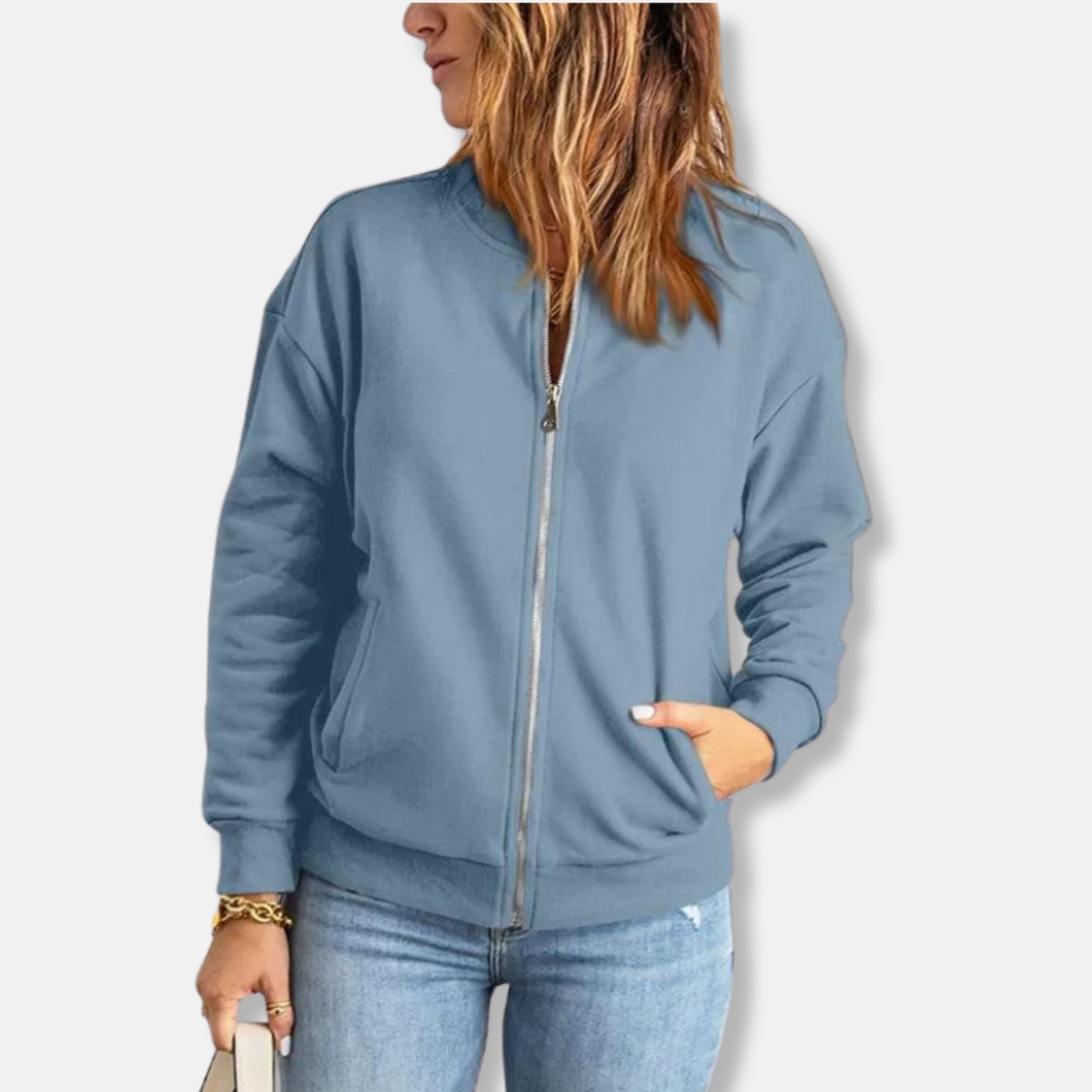 Stilla | Jakke Let design Løs pasform Lynlås Ribkant afslappet look