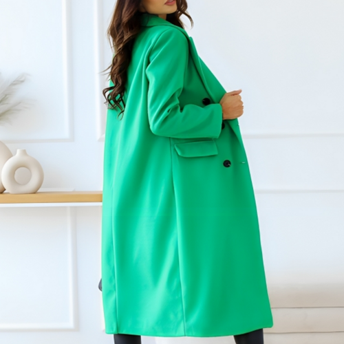 Stilla | Langfrakke Oversized Fit Uldkvalitet Dobbelt Knapper Klassiske Detaljer