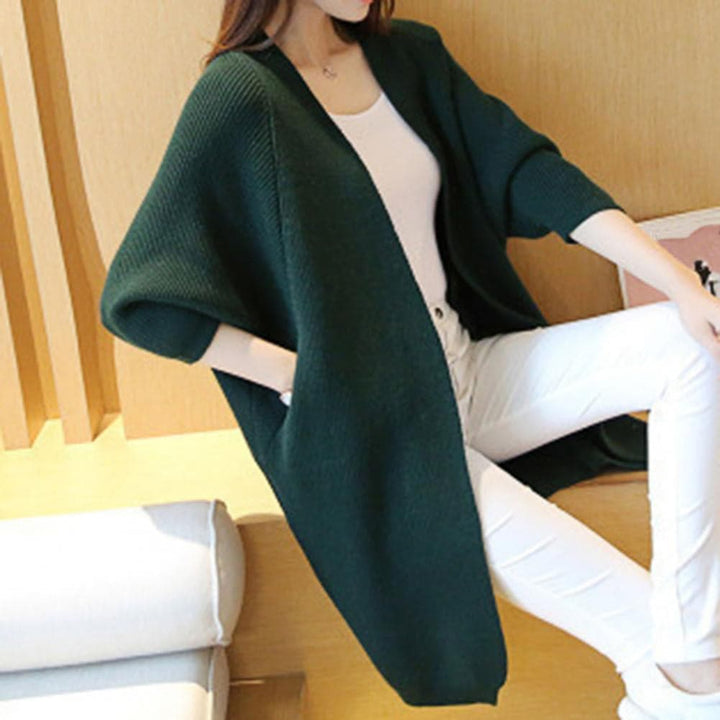 Stilla | Cardigan Lang Strikjakke Oversized Fit Åben Forside Blød og Varm