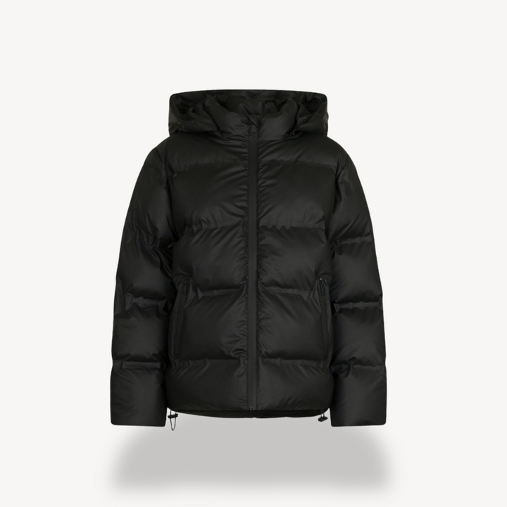 Stilla | Damer Sort Hætte Puffy Jakke Vinter Polyester Jakke