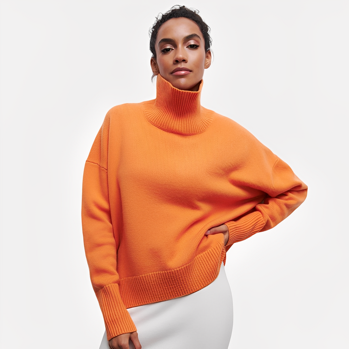 Stilla | Dame Sweater med Afslappet Snit og Høj Krave