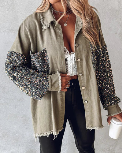 Stilla | Trendy Patchworkjakke Med Pailletter